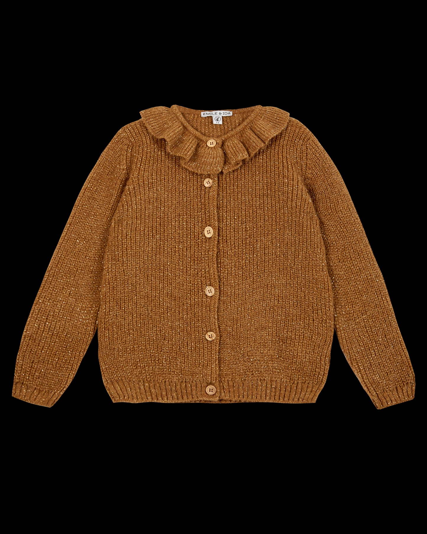 Cardigan collerette lurex marron
