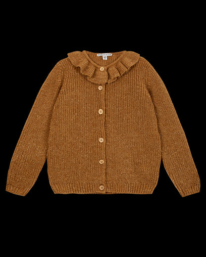Cardigan collerette lurex marron