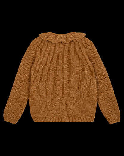 Cardigan collerette lurex marron