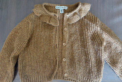 Cardigan collerette lurex marron