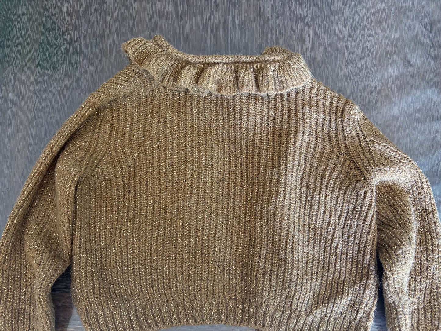 Cardigan collerette lurex marron