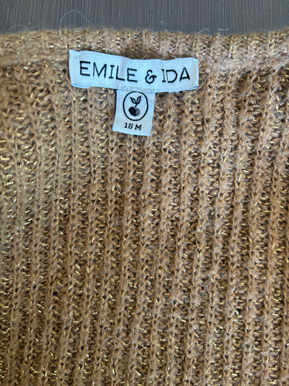 Cardigan collerette lurex marron