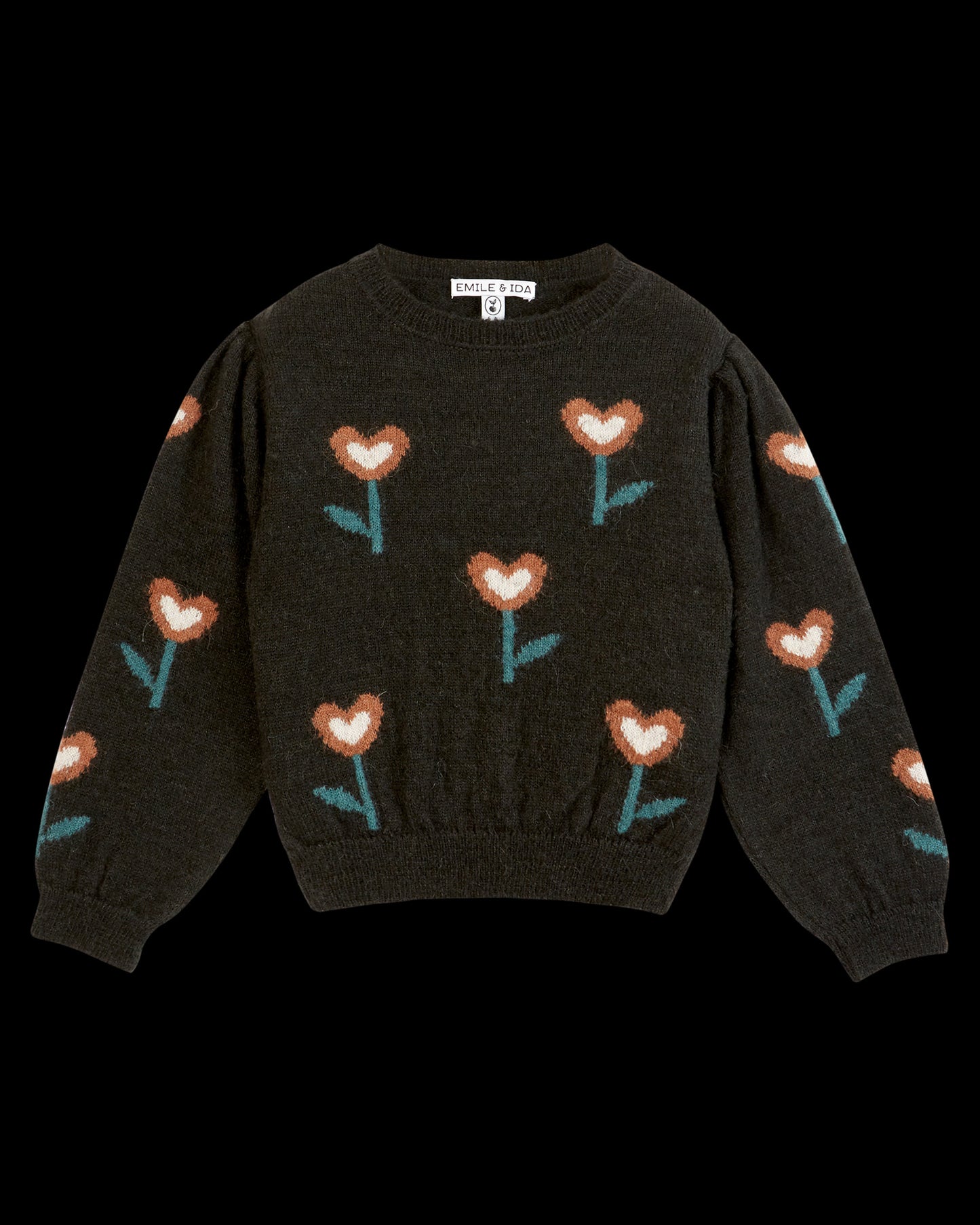 Pull fille tulipe bitume