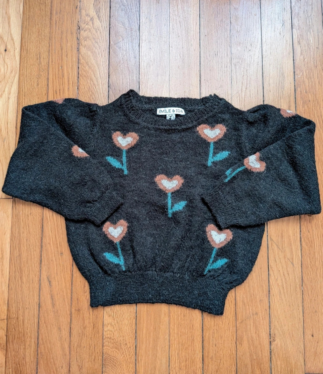Pull fille tulipe bitume