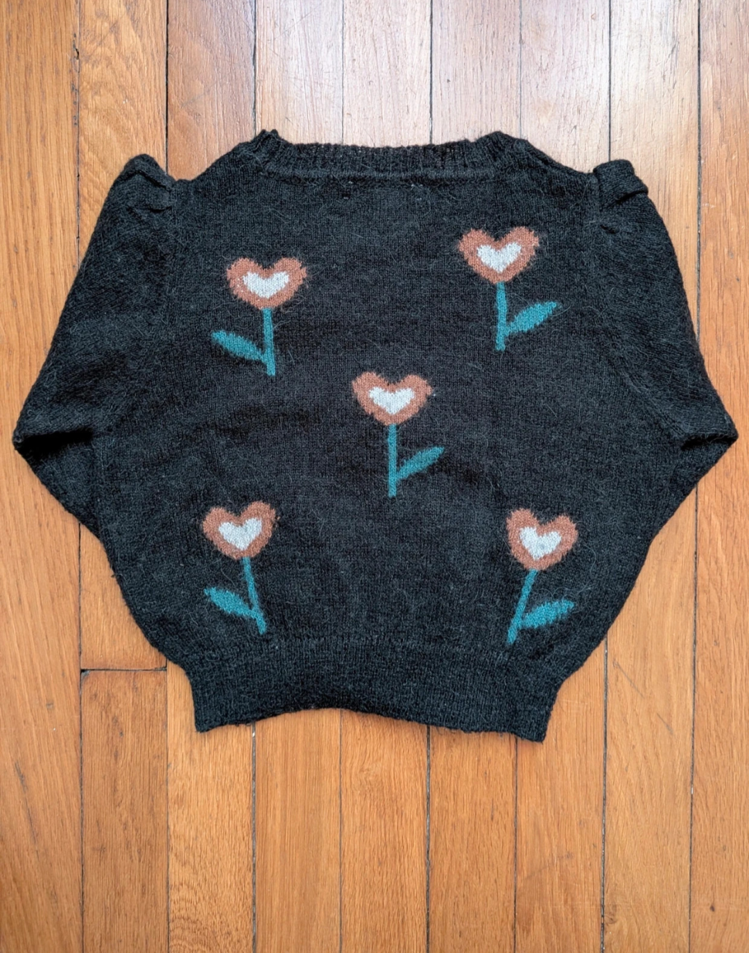 Pull fille tulipe bitume