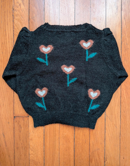 Pull fille tulipe bitume