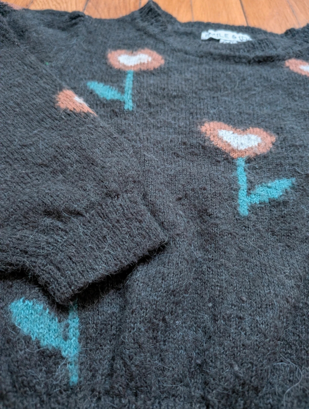 Pull fille tulipe bitume