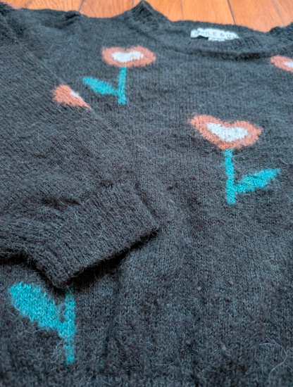 Pull fille tulipe bitume