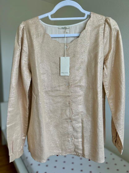 Blouse en voile de coton dorée