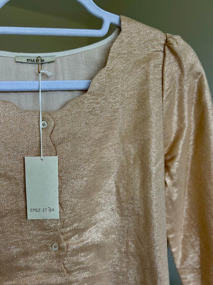 Blouse en voile de coton dorée