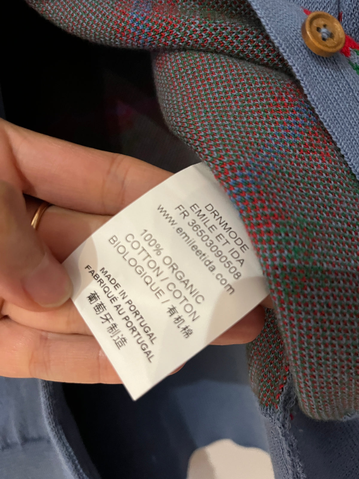 Gilet bleu fleuri en coton