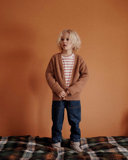 Cardigan enfant laine recyclée caramel