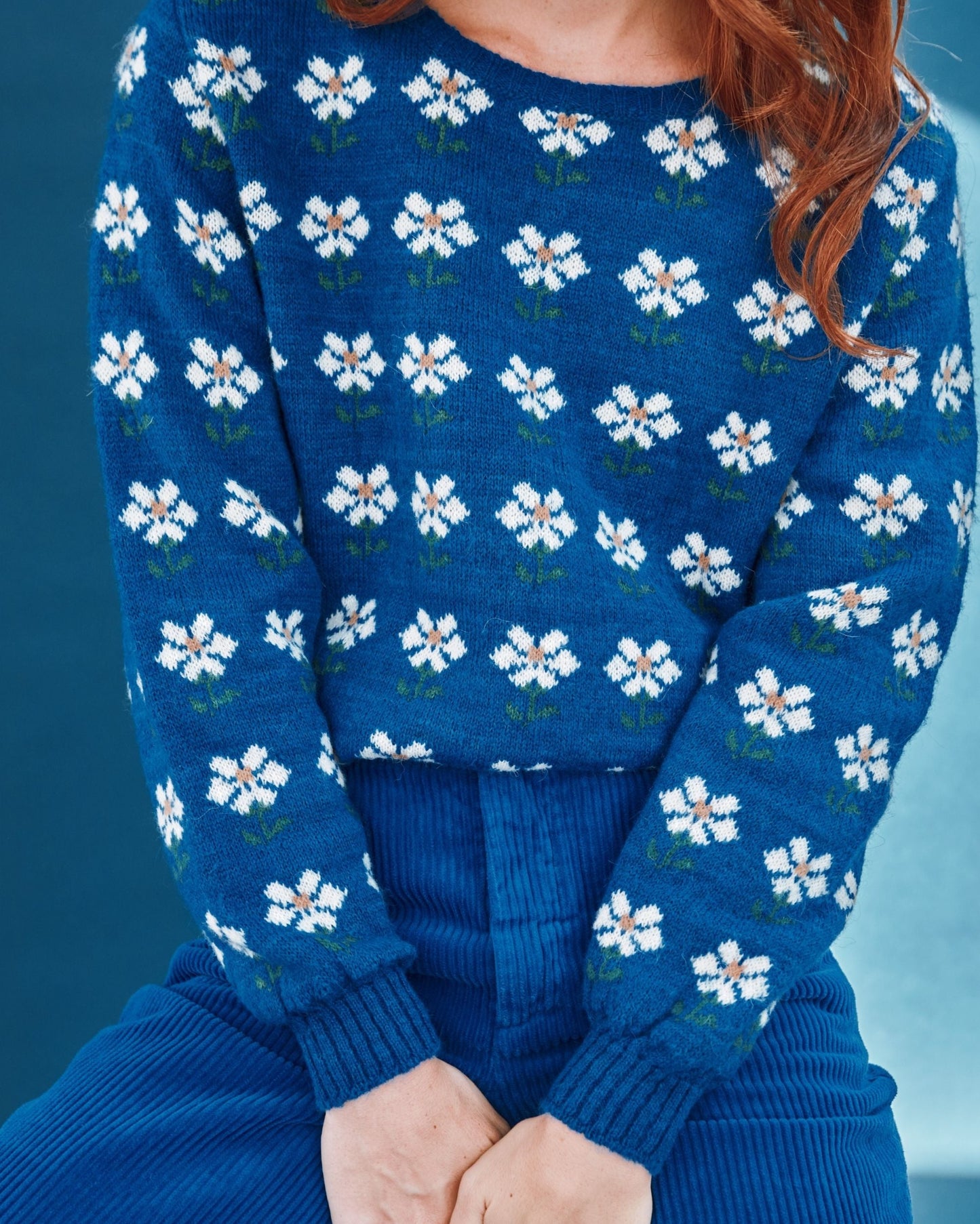Pull - Marguerite bleu royal