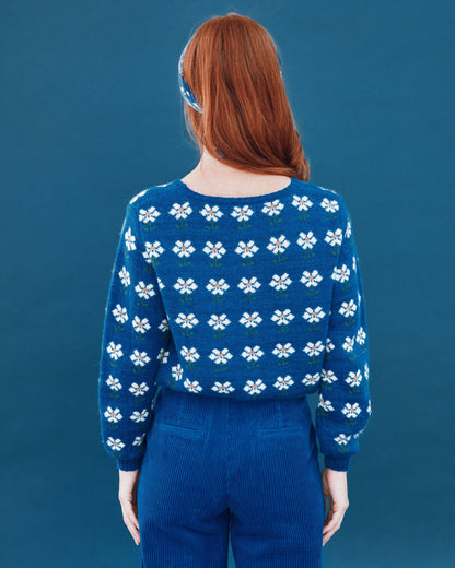 Pull - Marguerite bleu royal