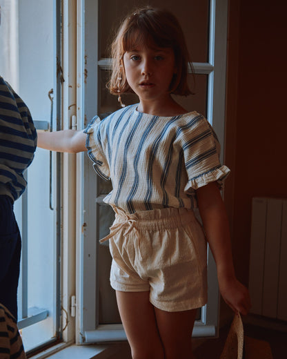 Blouse rayures bleu et écru