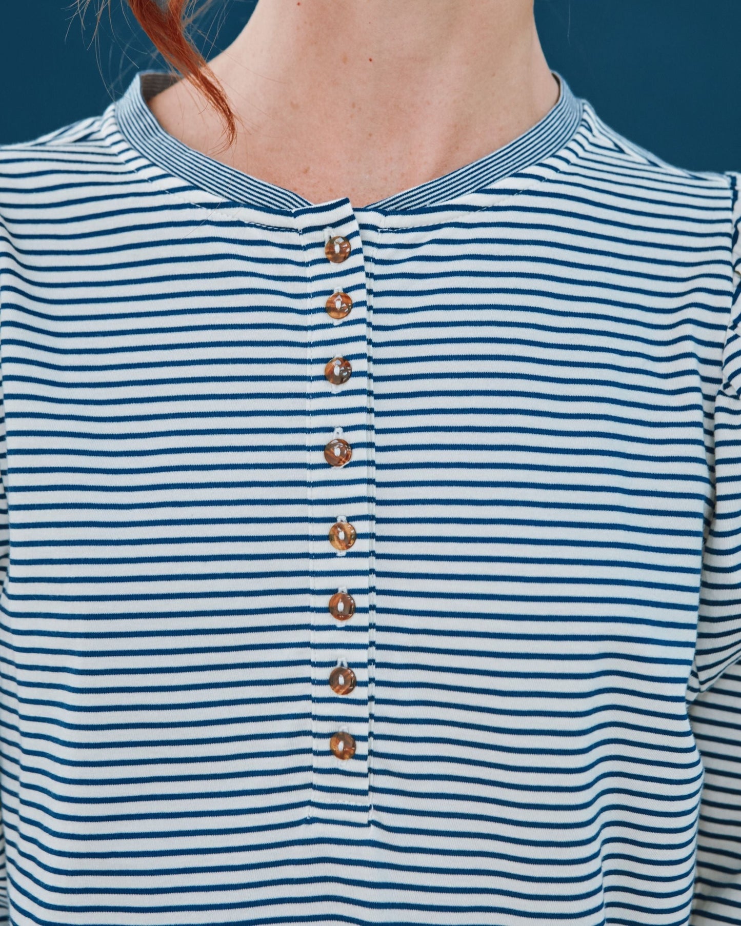 T-shirt - Tunisien rayé coton bio bleu et écru