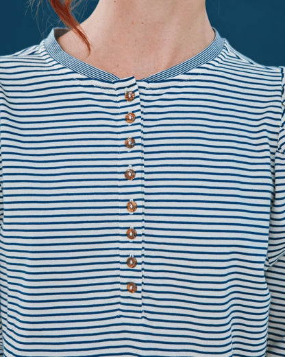 T-shirt - Tunisien rayé coton bio bleu et écru