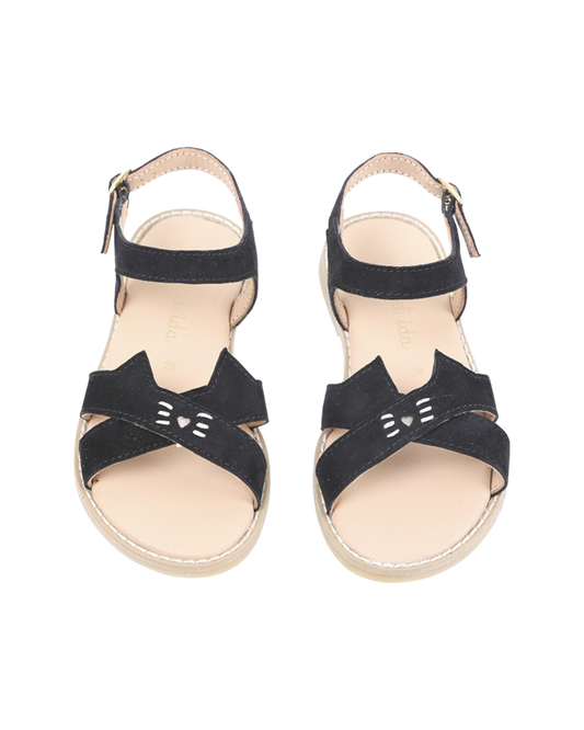 Sandales en cuir chaton noir