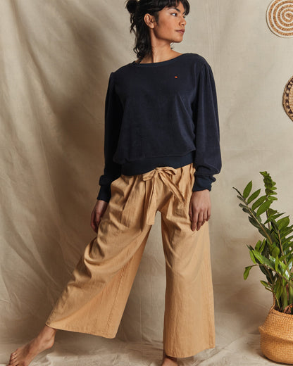 Pantalon lin et coton beige