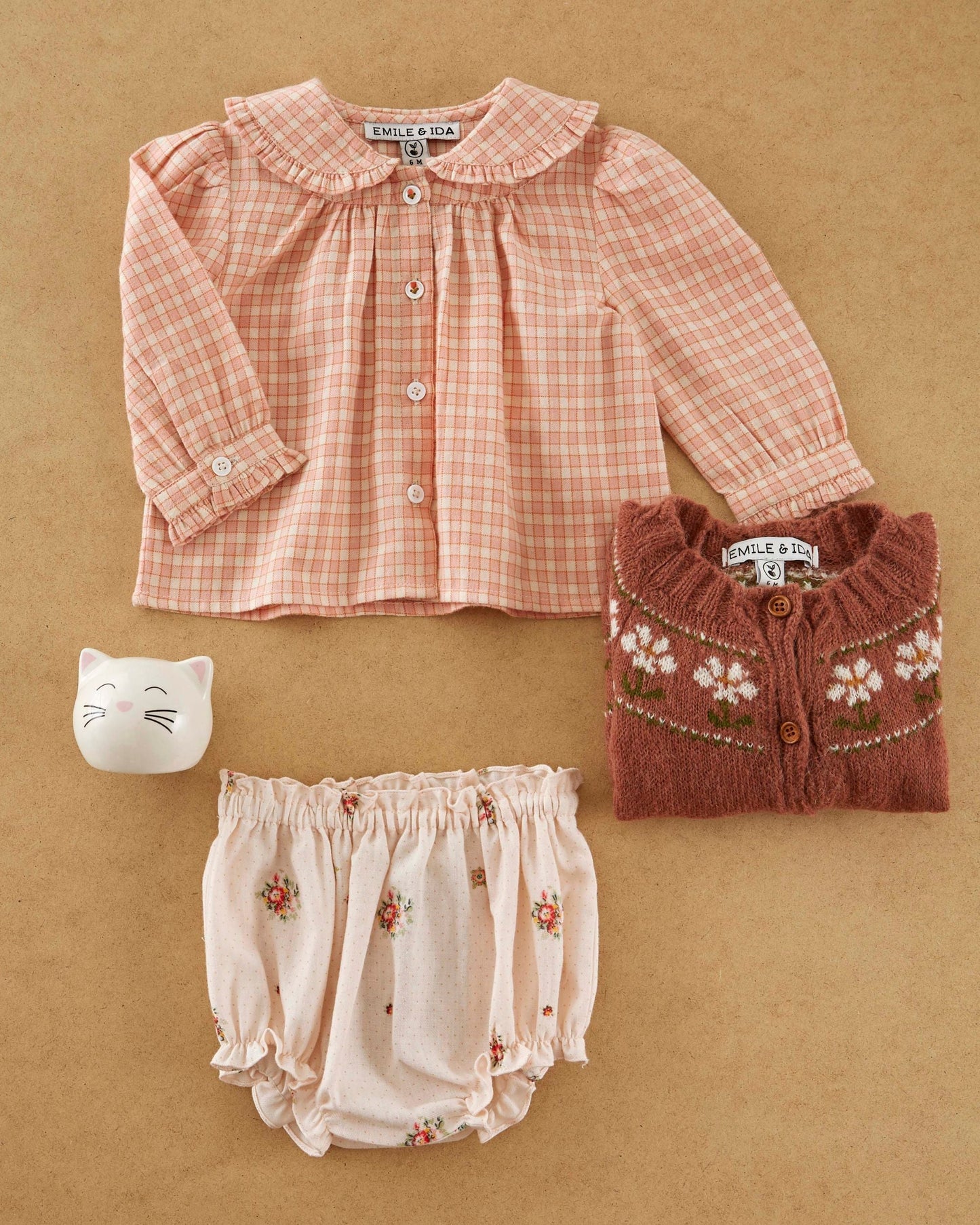 Blouse à carreaux rose