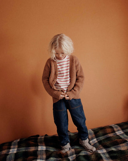 Cardigan enfant laine recyclée caramel