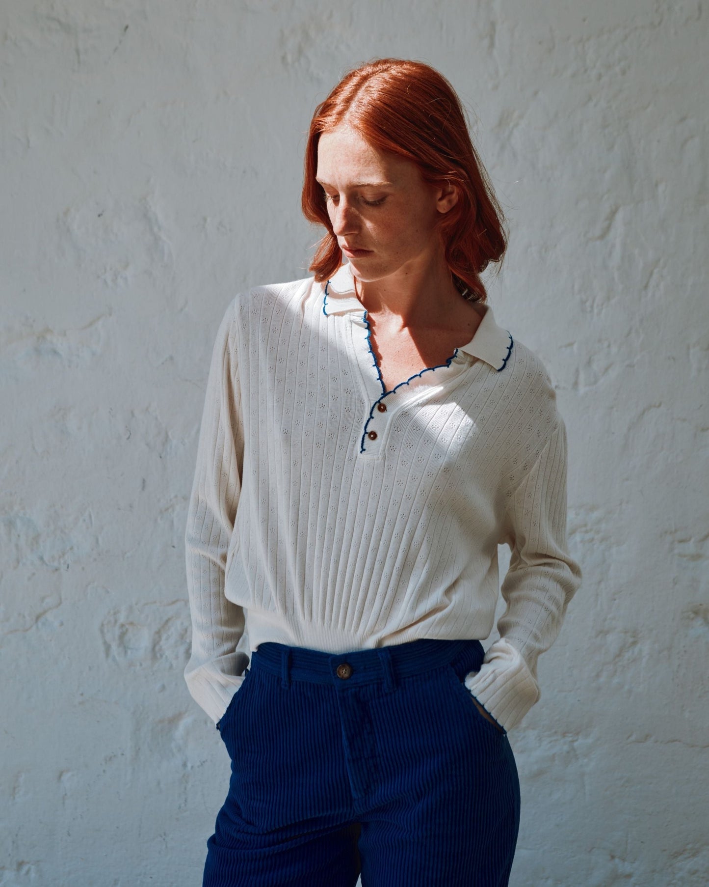 Polo pointelle modal crème