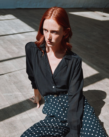Blouse - Brodé en coton noir