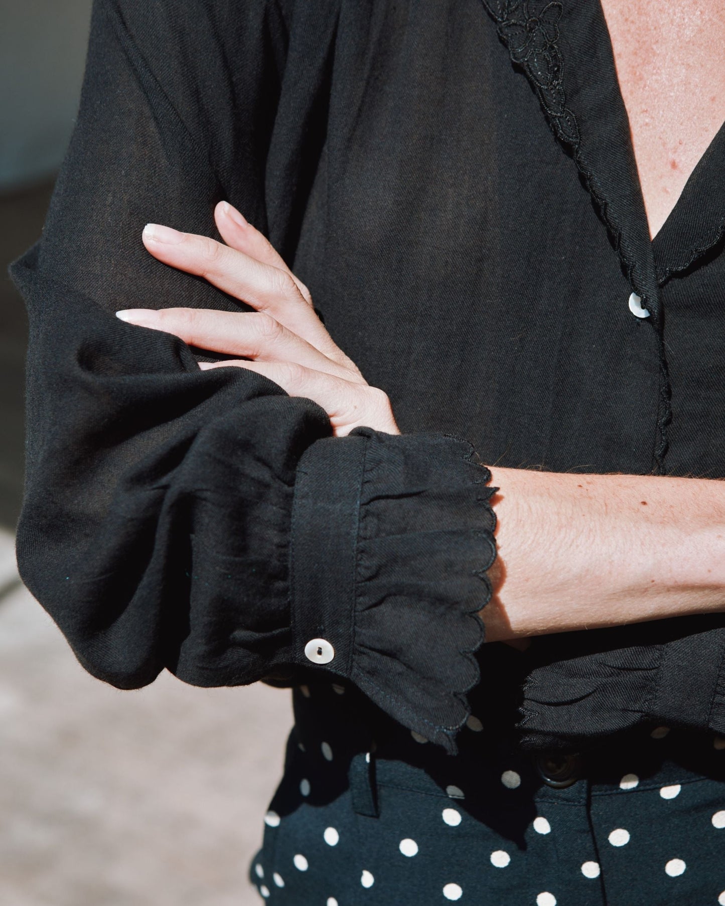 Blouse - Brodé en coton noir