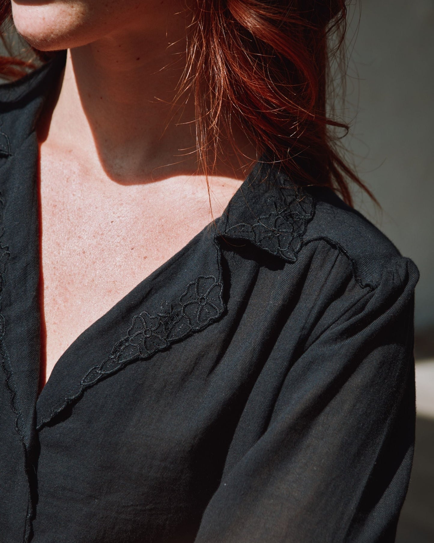 Blouse - Brodé en coton noir