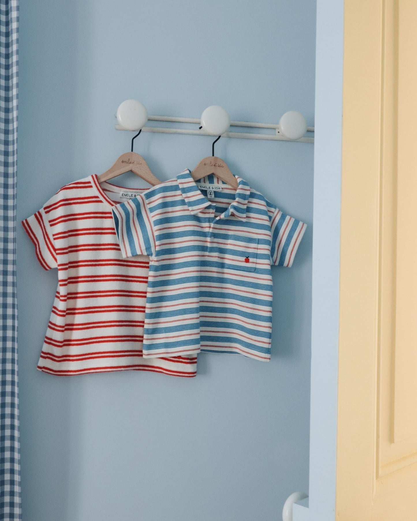 Polo coton bio rayures rouge et bleu