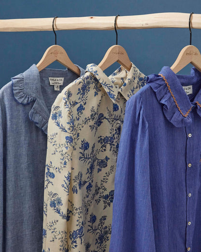 Blouse - Khadi rayures bleu