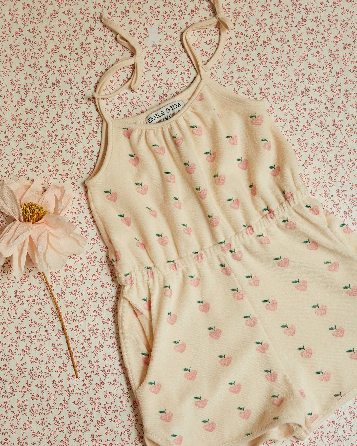 Combishort bretelles grand coeur rose