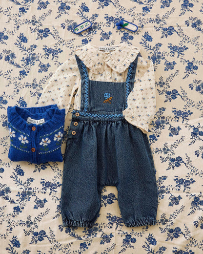 Salopette - Brodé denim bleu