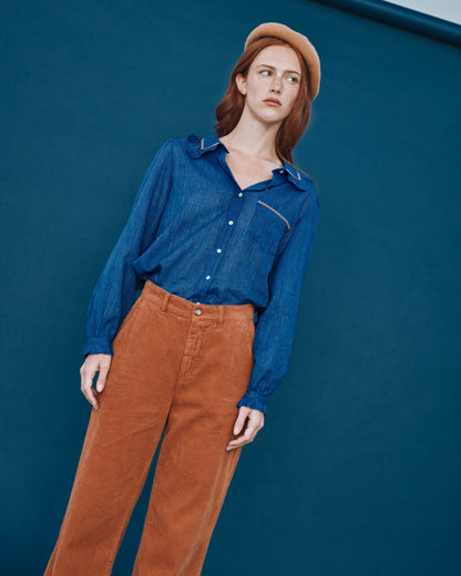 Blouse - Khadi rayures bleu