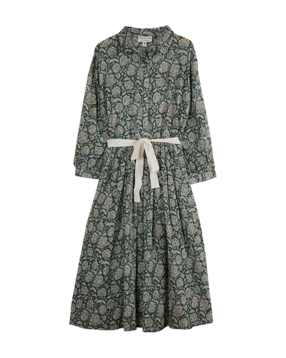 Robe longue camélia vert