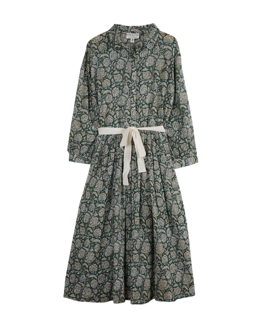 Robe longue camélia vert
