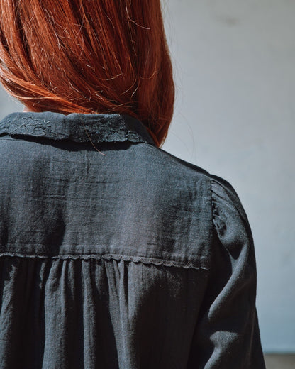 Blouse - Brodé en coton noir