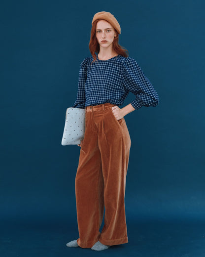 Blouse - Khadi à carreaux bleu