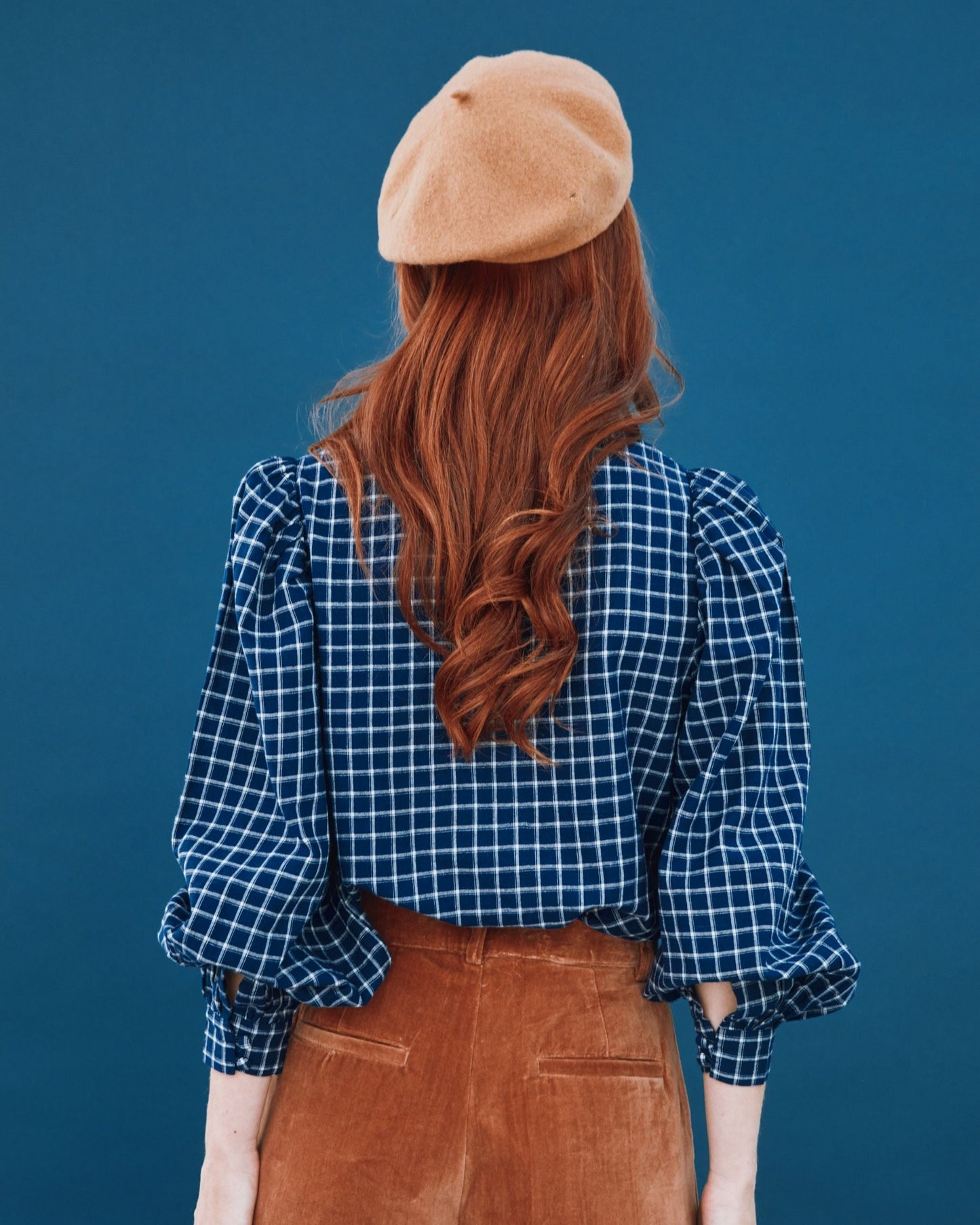 Blouse - Khadi à carreaux bleu