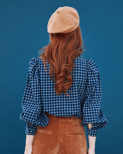 Blouse - Khadi à carreaux bleu
