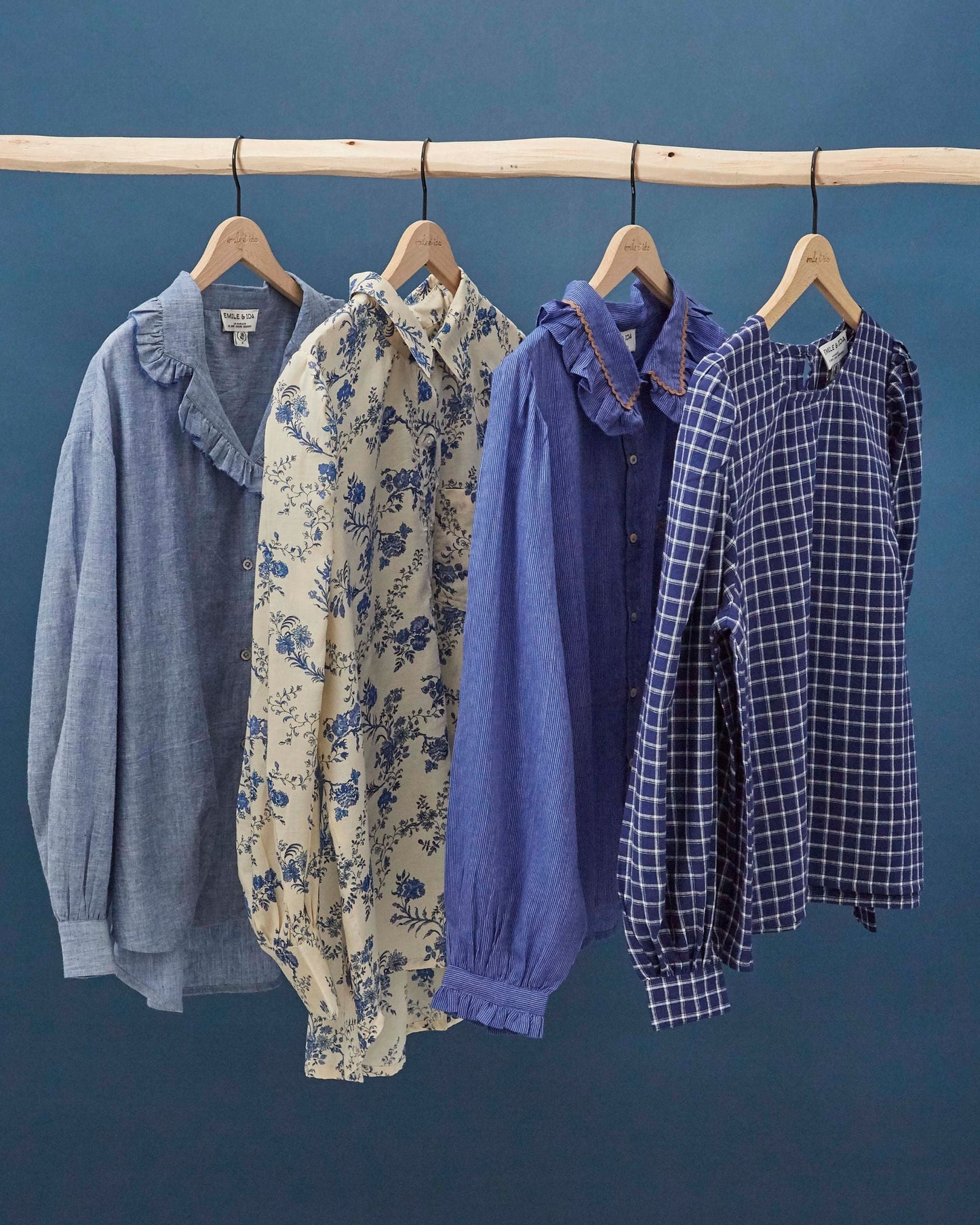 Blouse - Khadi à carreaux bleu