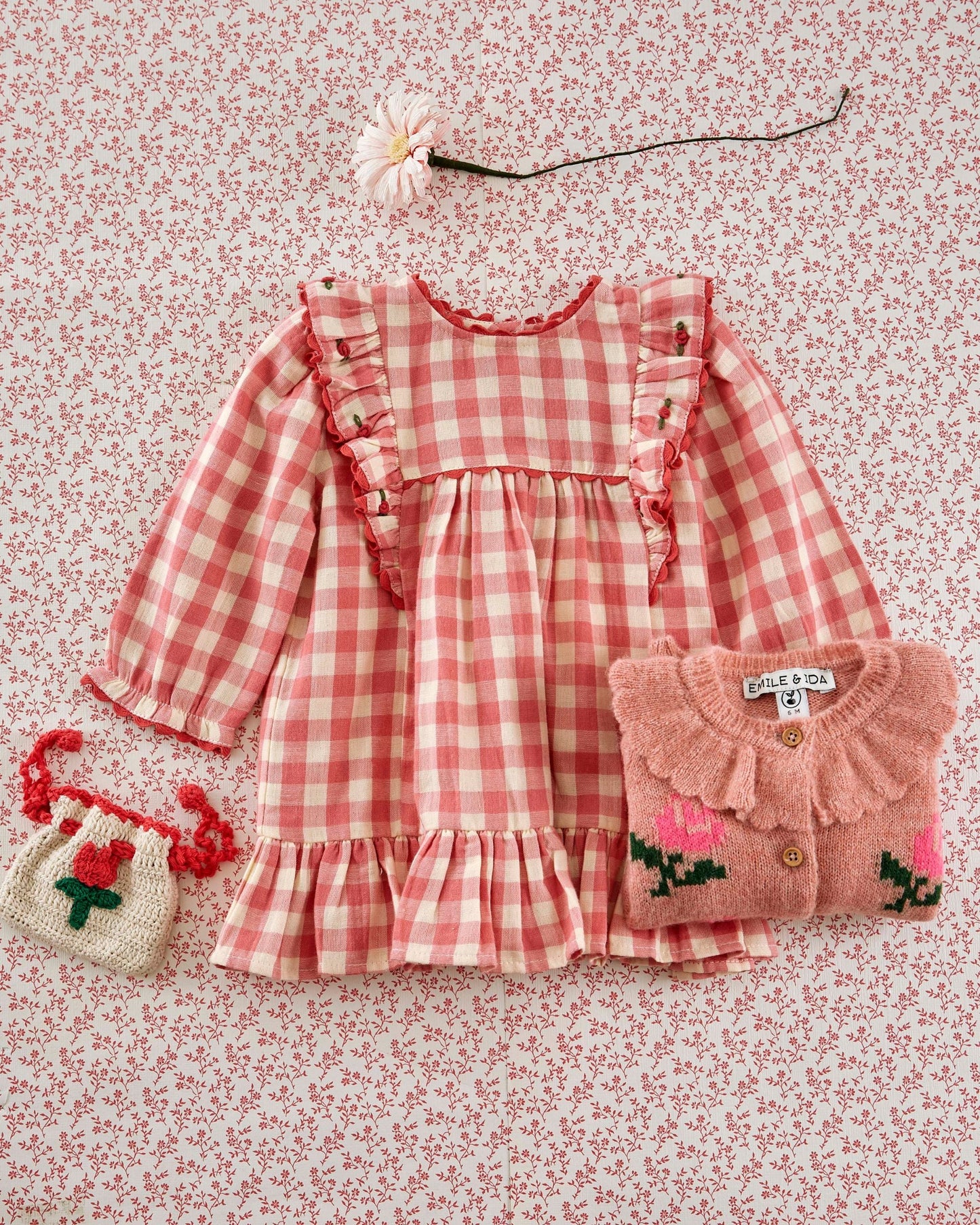 Robe - Volanté vichy rose