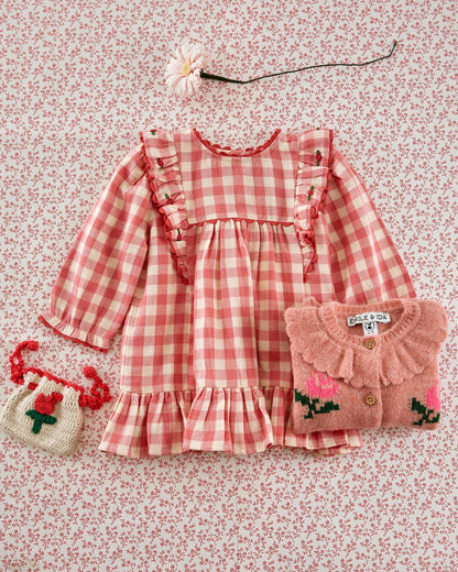 Robe - Volanté vichy rose