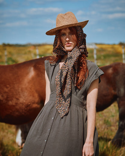 Robe midi gaze de coton bitume