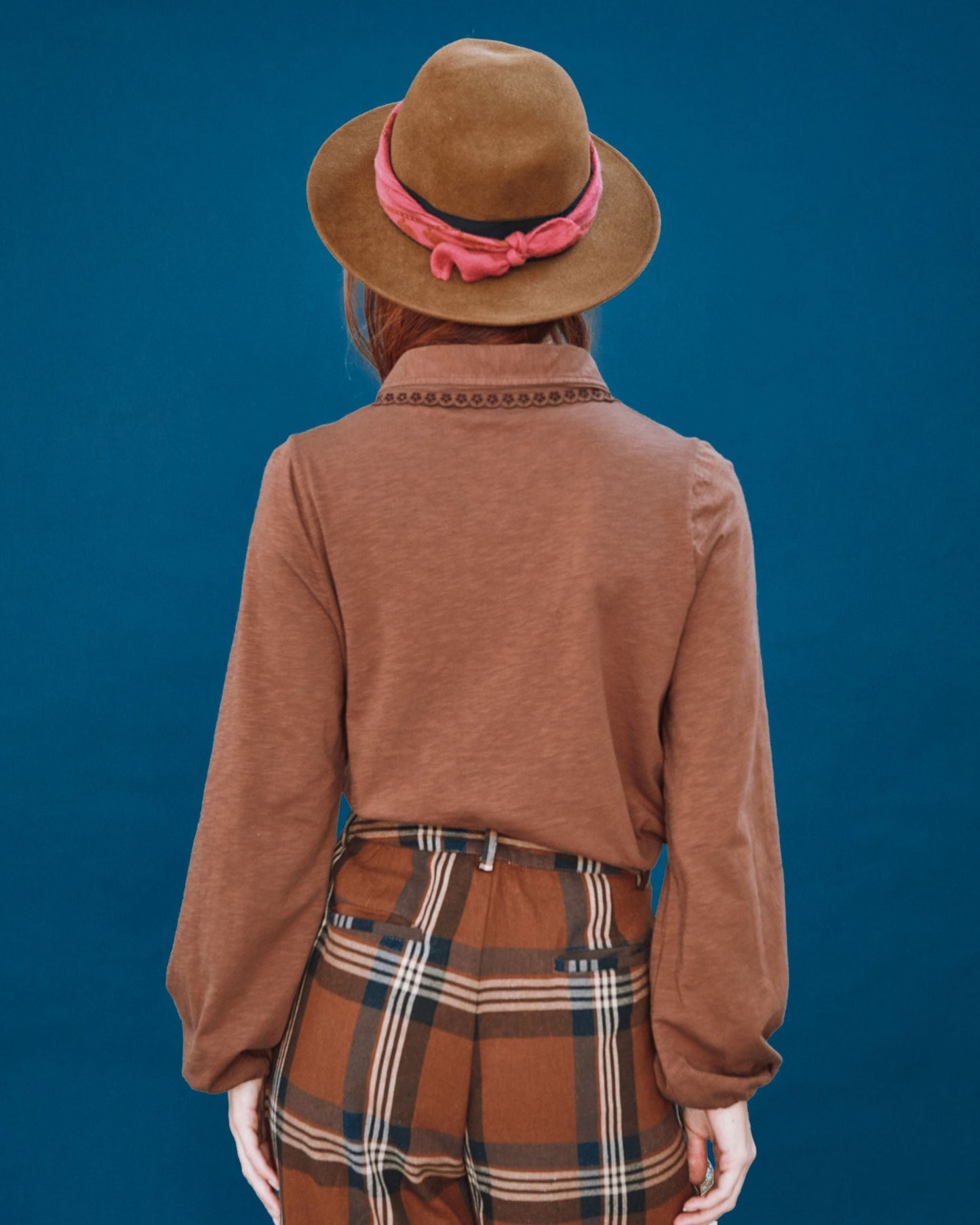 T-shirt - Broderie anglaise coton bio marron