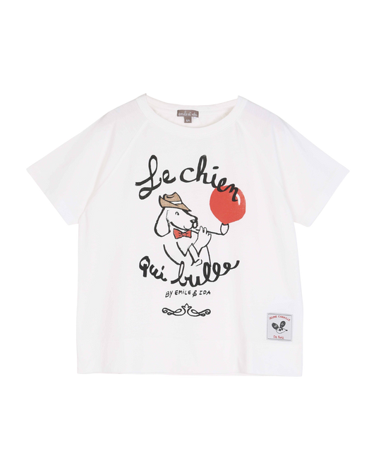 T-shirt chien qui bulle écru
