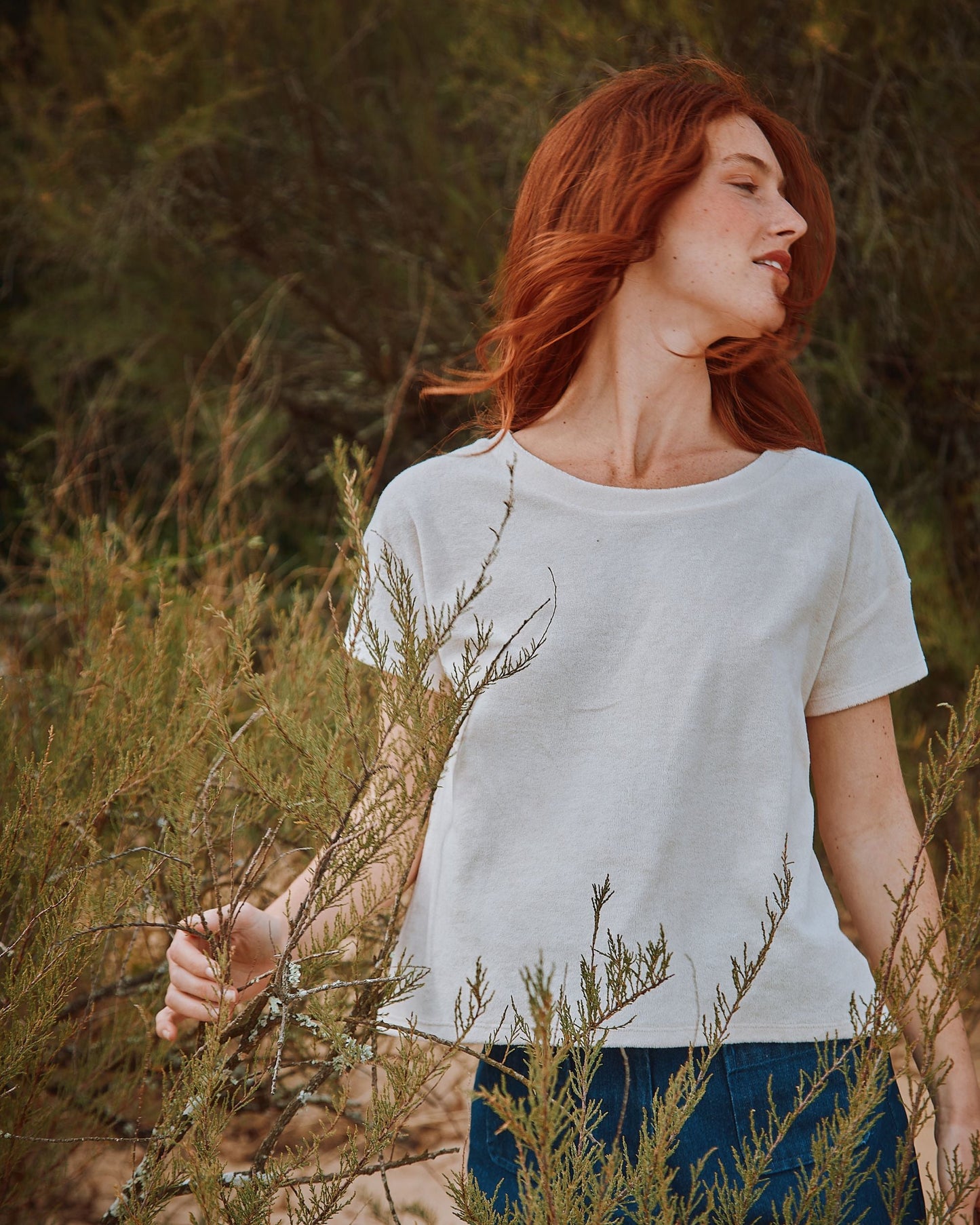 T-shirt éponge uni crème