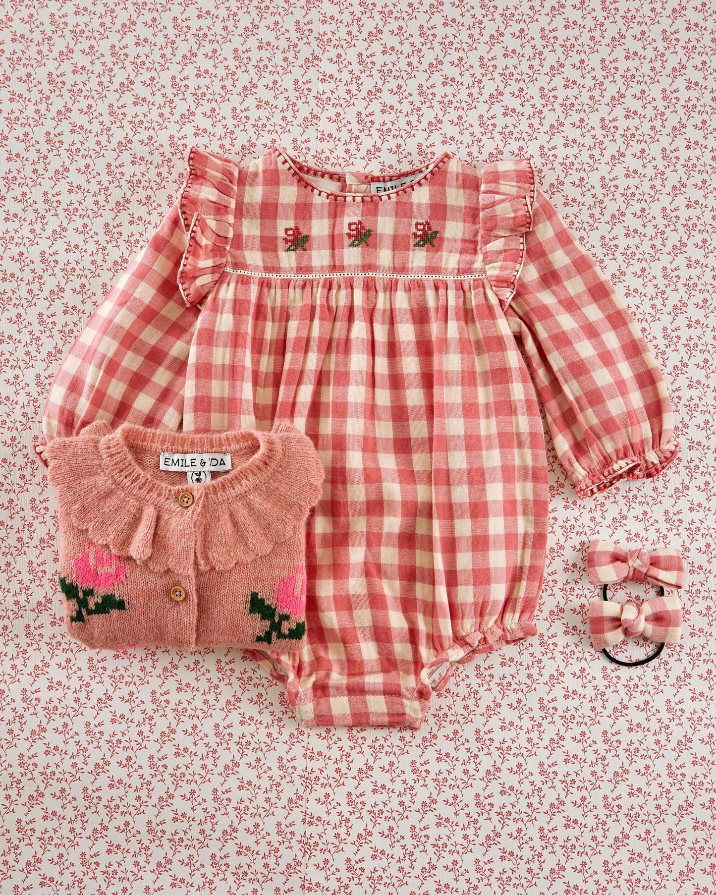 Combibloomer - Brodé vichy rose