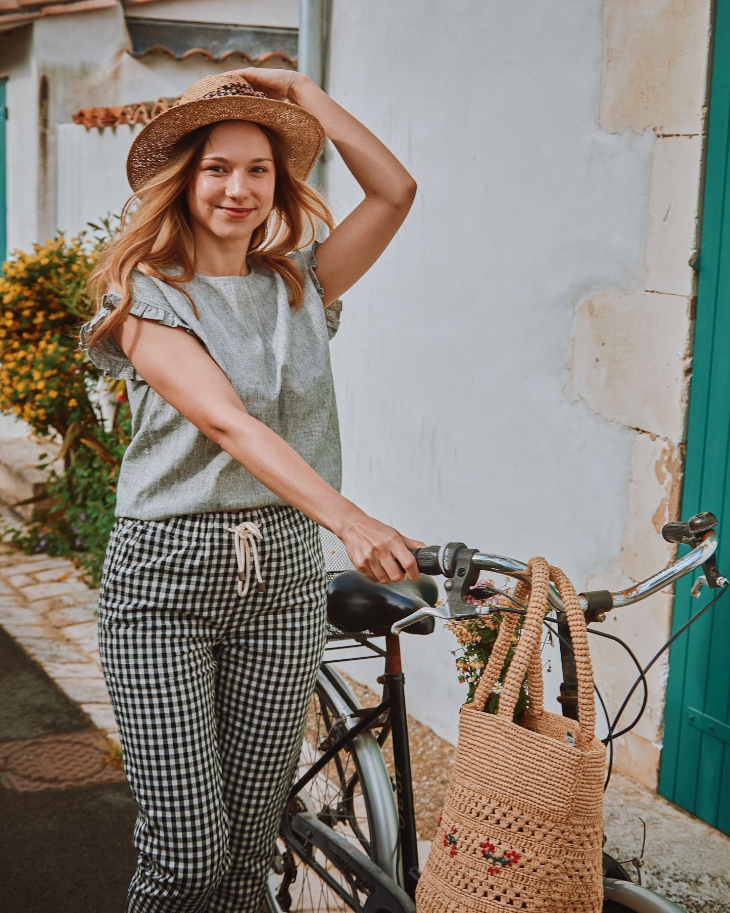Blouse volantée rayures noir
