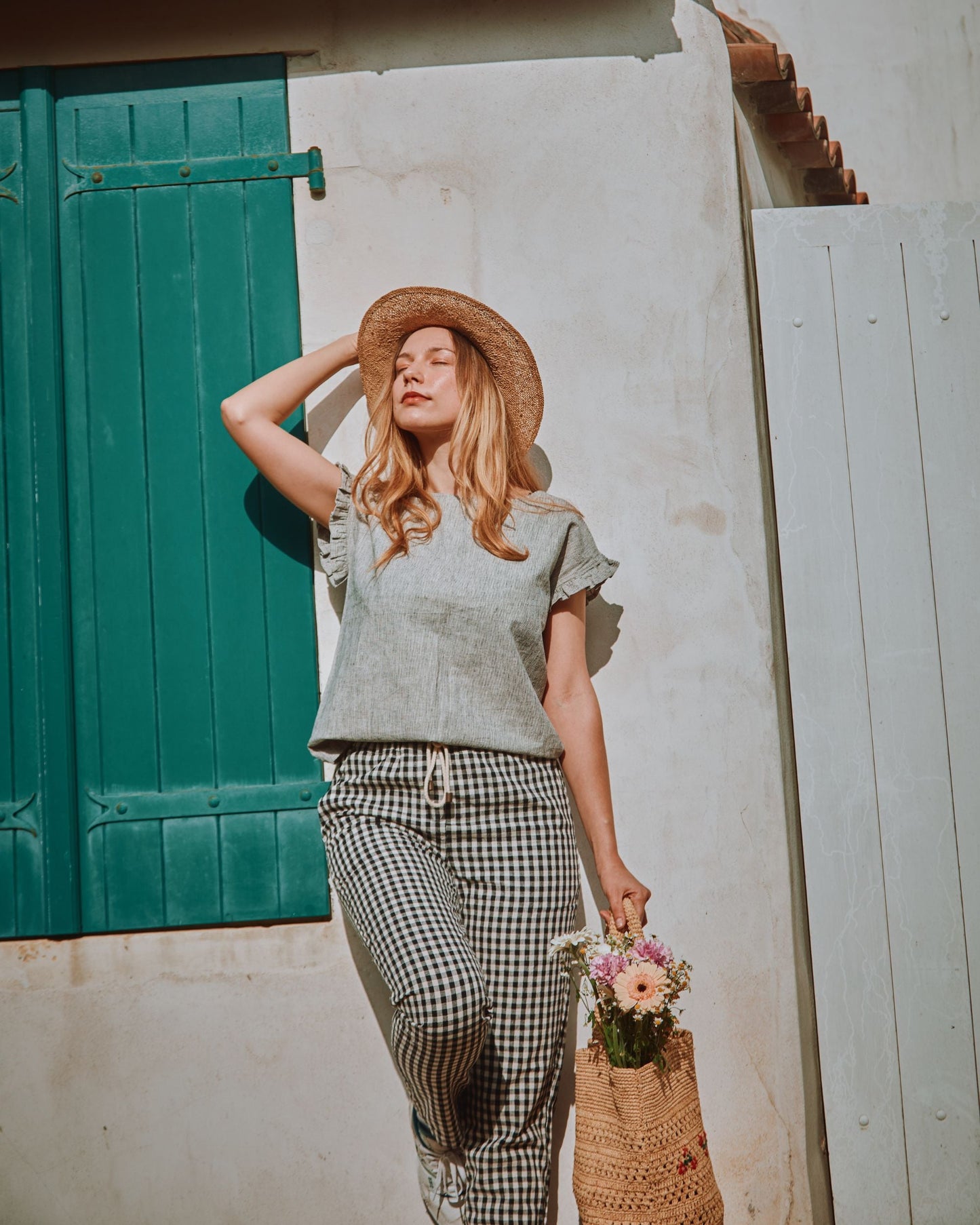 Blouse volantée rayures noir